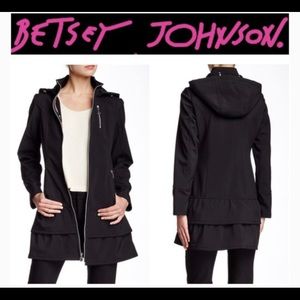 Betsey Johnson Black Soft Hooded Coat Medium NEW